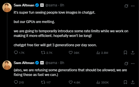 “动动嘴就能P图”ChatGPT文生图功能太火爆奥尔特曼：GPU“冒烟了”什么情况？(图1)